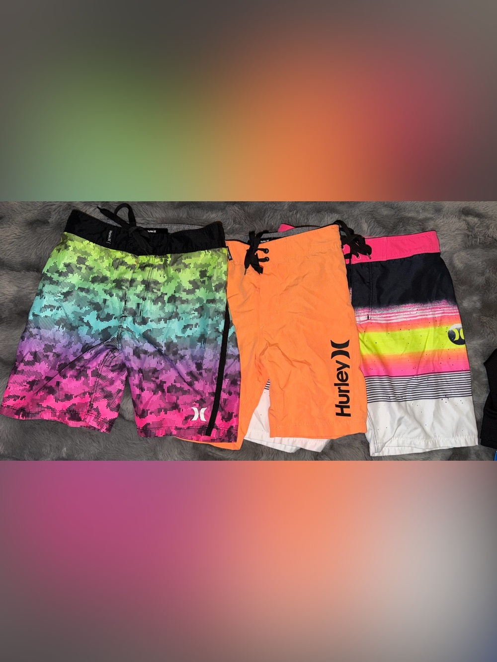Lot of 3 Boys Hurley Kids Board Shorts Swim Trunks Sz 6 & 7